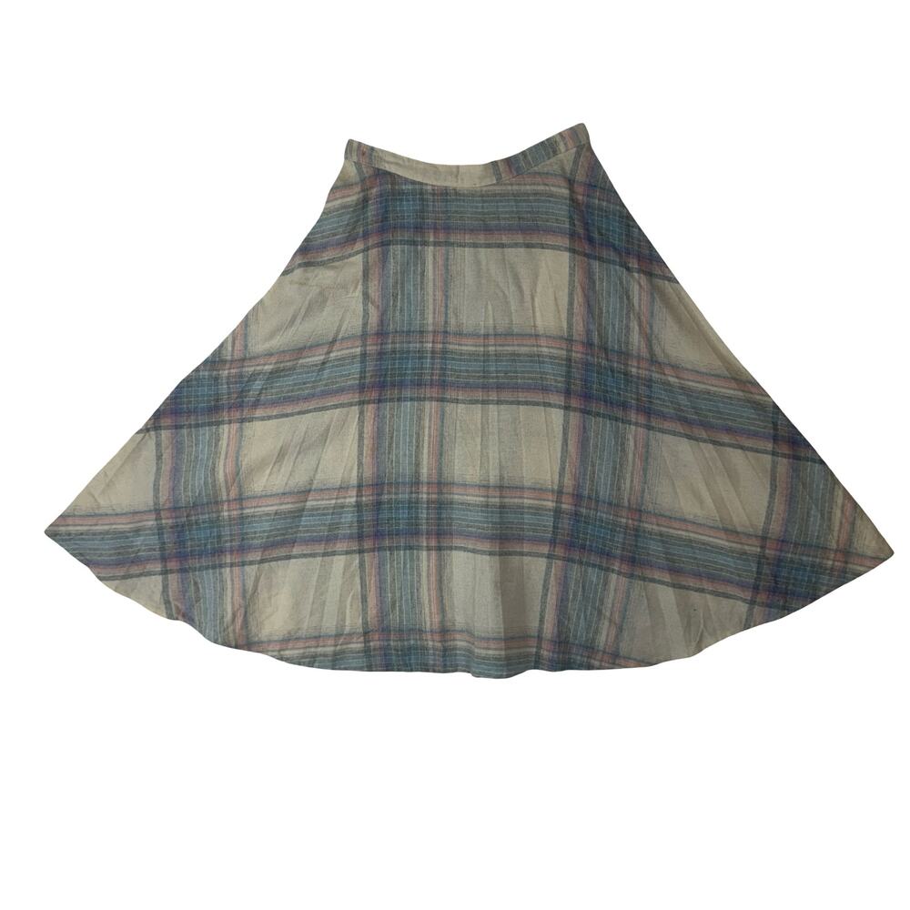 Vintage 70s Marilyn Togs Plaid Skirt Flannel Blend 24W XS Academia Cottagecore
